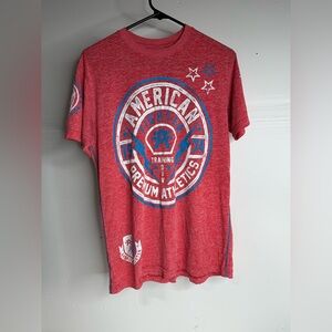 American Fighter Shirt Mens Medium Red Short Sleeve MMA Affliction Double Sided.